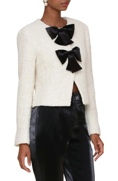 Avec Les Filles Bow Cropped Cardigan In White
