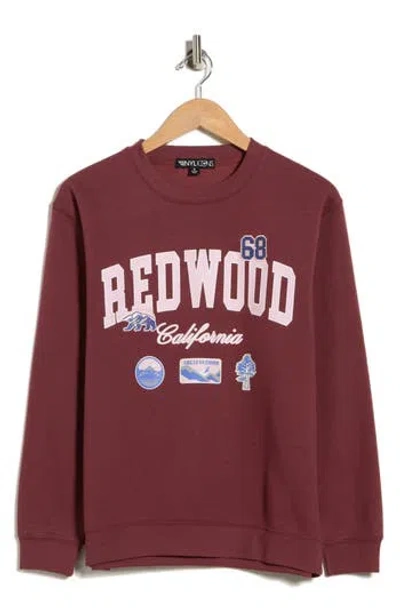 Vinyl Icons Redwood Fleece Sweatshirt In Burgundy