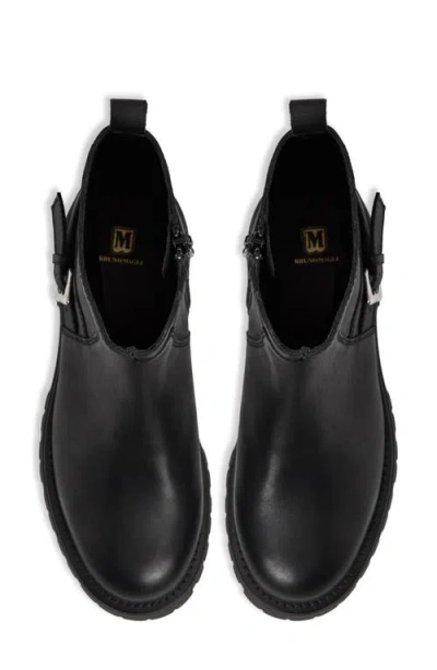Bruno Magli Lensa Lug Sole Leather Moto Boot In Black