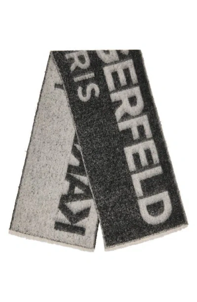 Karl Lagerfeld Paris Logo Fluffy Blanket Scarf In Brown