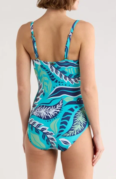Jantzen Flora Bandeau One-piece Swimsuit In Blue