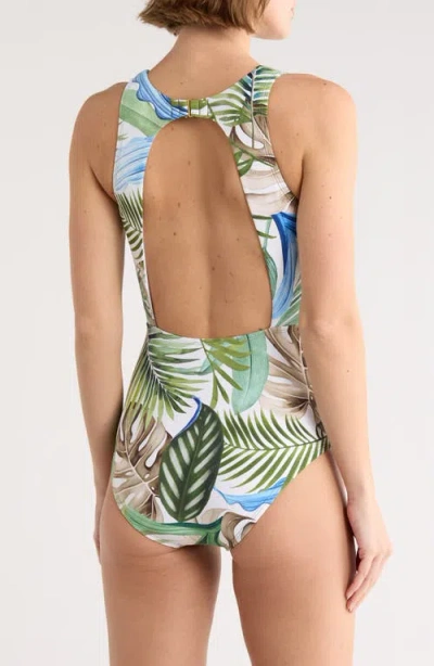 Jantzen Farrah High Neck One-piece Swimsuit In Blue