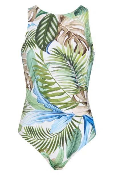 Jantzen Farrah High Neck One-piece Swimsuit In Blue