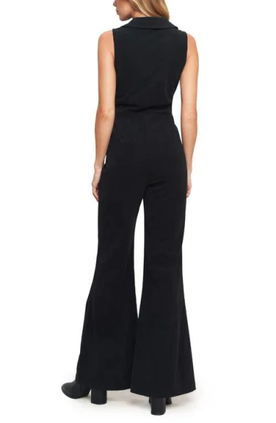 Flying Tomato Sleeveless Corduroy Flare Jumpsuit In Black