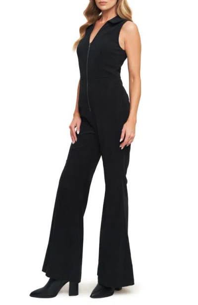 Flying Tomato Sleeveless Corduroy Flare Jumpsuit In Black