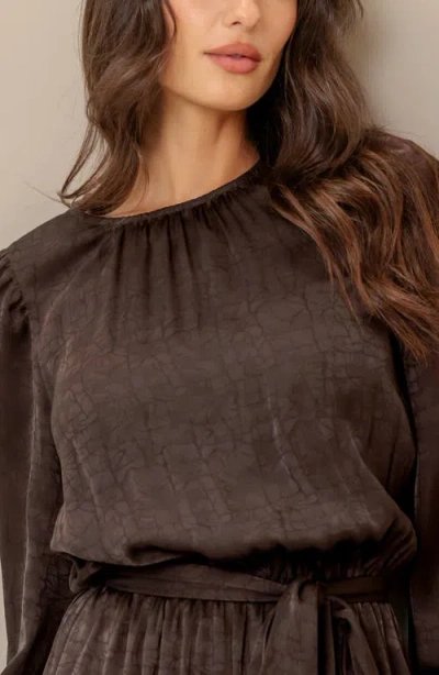 Flying Tomato Woven Long Sleeve Jumpsuit In Brown