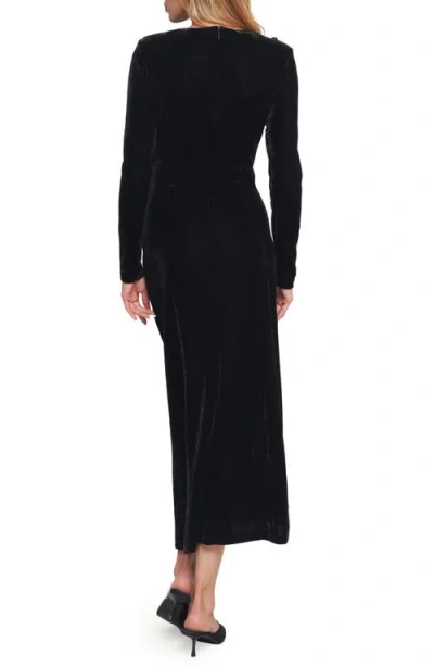 Flying Tomato Velvet Long Sleeve Midi Dress In Black