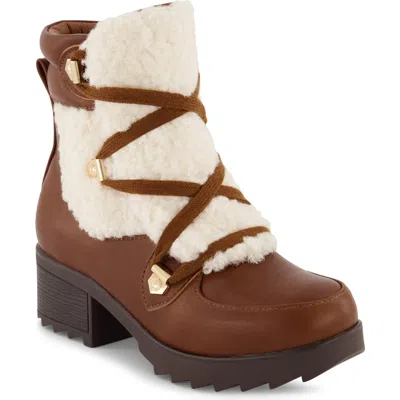 Kenneth Cole Kids' Terri Faux Shearling Hiker Boot In Brown
