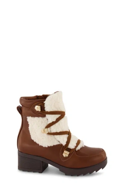 Kenneth Cole Kids' Terri Faux Shearling Hiker Boot In Brown