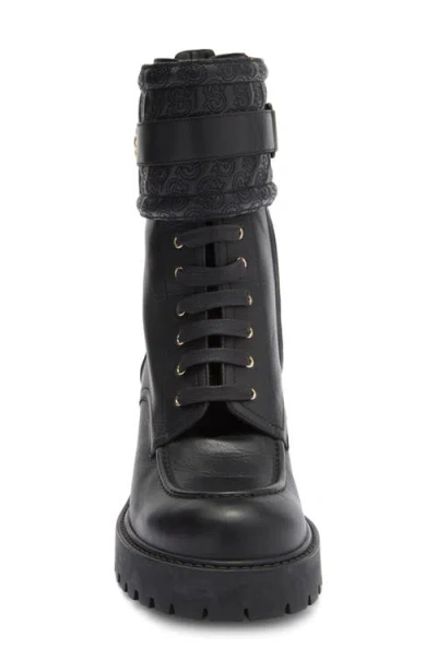 Ferragamo Shiraz Leather Combat Boots In Black
