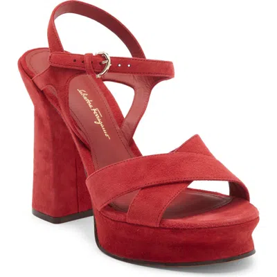 Ferragamo Sonya Platform Sandal With Block Heel In Multi