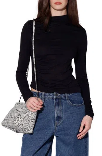 Walter Baker Celia Ruched Long Sleeve Top In Black
