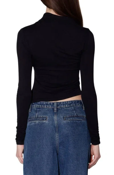 Walter Baker Celia Ruched Long Sleeve Top In Black