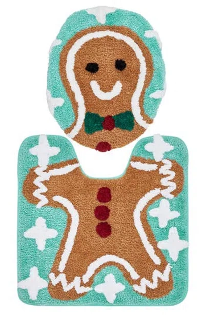 Vcny Home Gingerbread Man Holiday 2-piece Set Bath Mat In Transparent