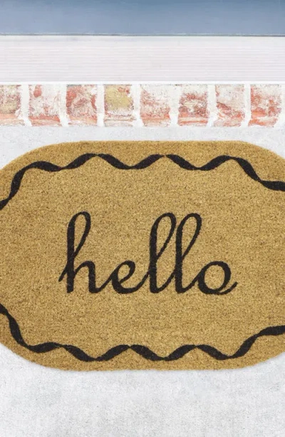 Vcny Home Hello Oval Coir Doormat In Transparent