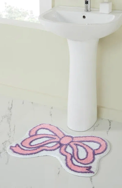 Vcny Home Pink Bow Bath Mat In Transparent