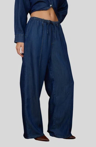 Blu Pepper Exposed Seam Denim Pants In Blue