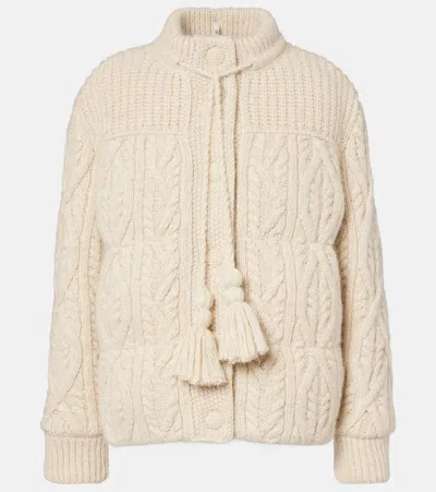 Moncler Melgven Wool And Mohair-blend Down Cardigan In White