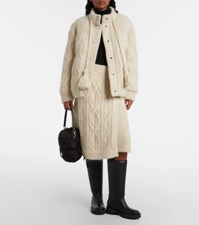 Moncler Melgven Wool And Mohair-blend Down Cardigan In White