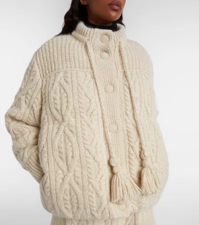 Moncler Melgven Wool And Mohair-blend Down Cardigan In White