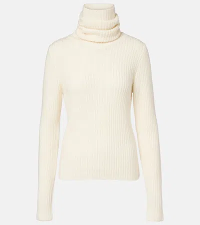 Moncler Ribbed-knit Wool And Mohair-blend Turtleneck Sweater In White