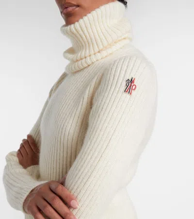 Moncler Ribbed-knit Wool And Mohair-blend Turtleneck Sweater In White
