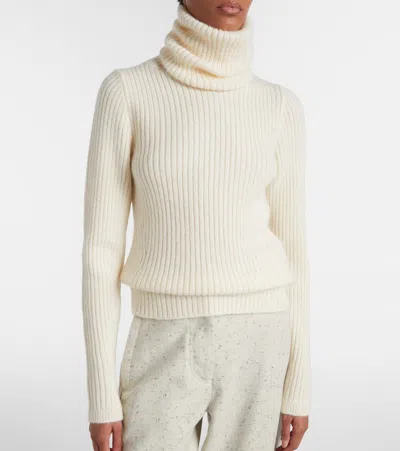 Moncler Ribbed-knit Wool And Mohair-blend Turtleneck Sweater In White