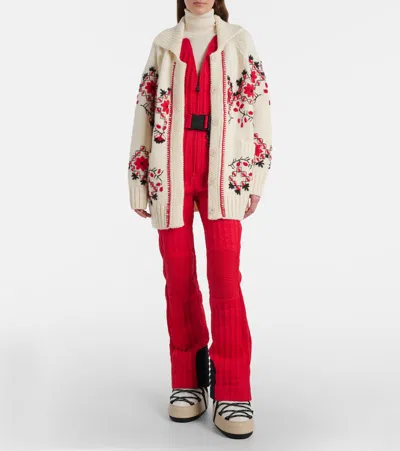 Moncler Embroidered Wool-blend Cardigan In White
