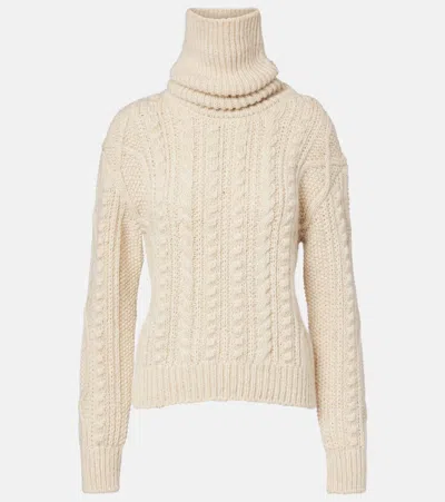Moncler Cable-knit Wool And Mohair-blend Turtleneck Sweater In White