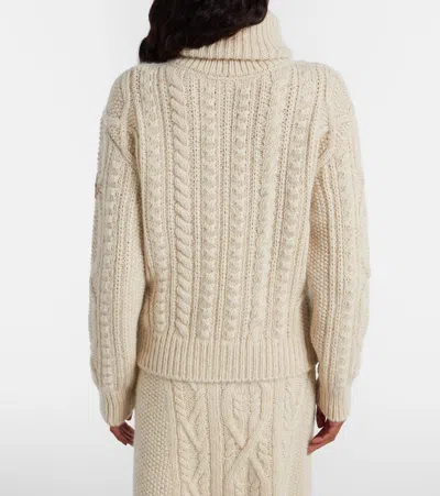 Moncler Cable-knit Wool And Mohair-blend Turtleneck Sweater In White