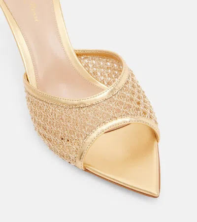 Gianvito Rossi Sienna 70 Metallic Leather-trimmed Mules In Gold