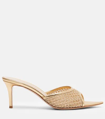 Gianvito Rossi Sienna 70 Metallic Leather-trimmed Mules In Gold