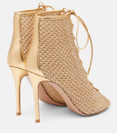 Gianvito Rossi 105 Metallic Leather-trimmed Sandals In Gold