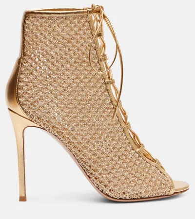 Gianvito Rossi 105 Metallic Leather-trimmed Sandals In Gold