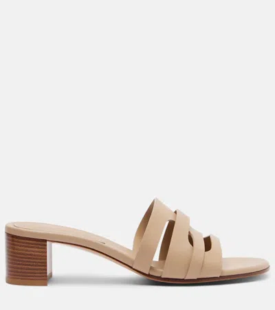 Gianvito Rossi 35 Leather Sandals In Neutral