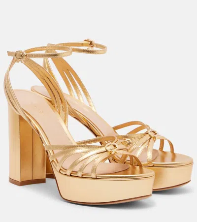 Gianvito Rossi Rita 70 Metallic Leather Platform Sandals In Gold