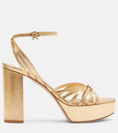 Gianvito Rossi Rita 70 Metallic Leather Platform Sandals In Gold