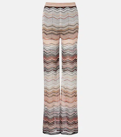 Missoni Sequin-embellished Striped Metallic Crochet-knit Wide-leg Pants In Multi