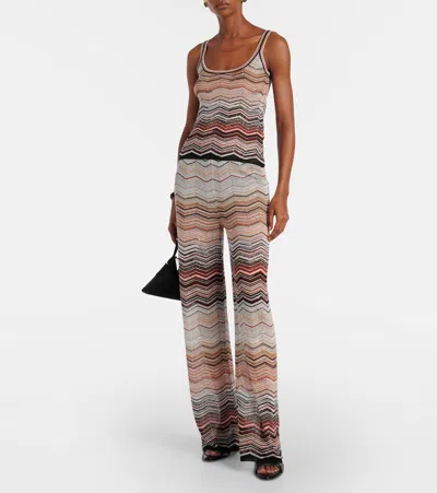 Missoni Sequin-embellished Striped Metallic Crochet-knit Wide-leg Pants In Multi