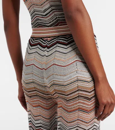 Missoni Sequin-embellished Striped Metallic Crochet-knit Wide-leg Pants In Multi