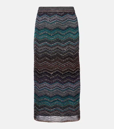 Missoni Zig Zag Lamé Midi Skirt In Multi