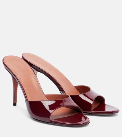 Amina Muaddi Elodie 90 Patent Leather Mules In Burgundy
