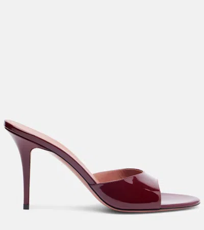 Amina Muaddi Elodie 90 Patent Leather Mules In Burgundy