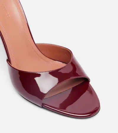 Amina Muaddi Elodie 90 Patent Leather Mules In Burgundy
