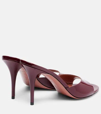 Amina Muaddi Elodie 90 Patent Leather Mules In Burgundy