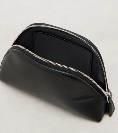 The Row Devon Mini Leather Clutch In Black