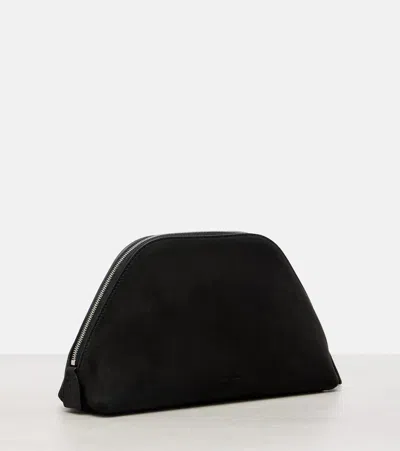 The Row Devon Mini Nubuck Pouch In Black