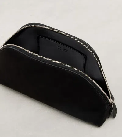 The Row Devon Mini Nubuck Pouch In Black