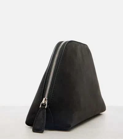The Row Devon Mini Nubuck Pouch In Black