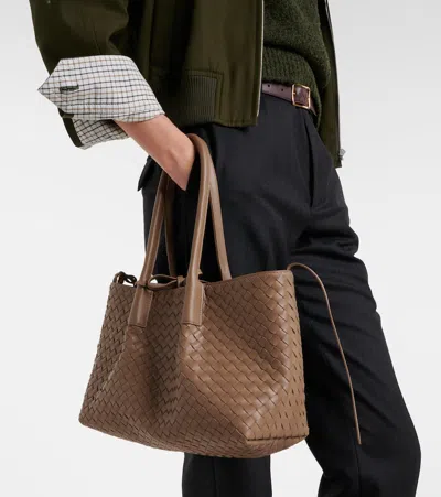 Bottega Veneta Pinacoteca Intrecciato Leather Tote Bag In Brown